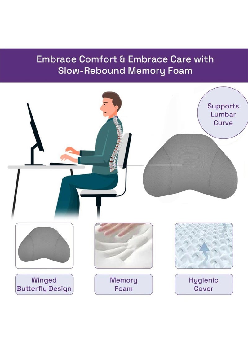 3 اكس ار وسادة دعم قطنية مريحة من إسفنج الذاكرة باللون الرمادي 3XR لمقعد السيارة والكرسي المكتبي والمنزل والسفر وسادة ظهر تقويمية لتخفيف آلام أسفل الظهر وتصحيح وضعية عرق النسا مع غطاء قابل للغسل وقابل للتهوية - Image 5