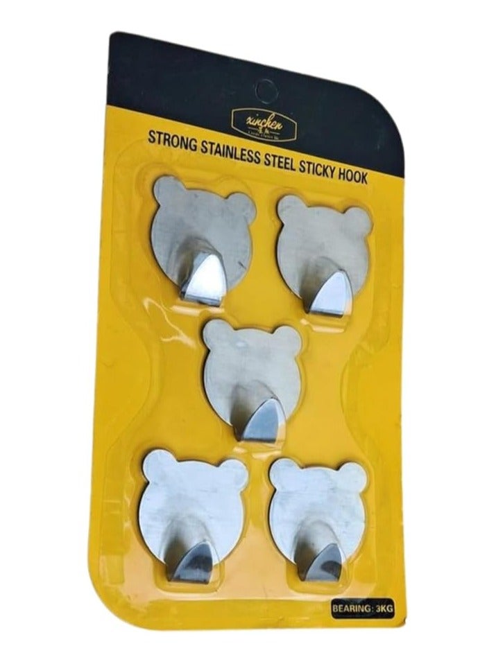 Self Adhesive Stainless Mini Hooks (Dobe 5 Pieces) - Image 3