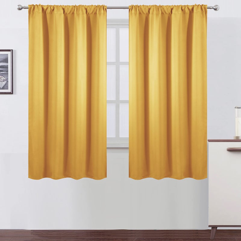 LEMOMO Yellow Blackout Curtains42 x 63 InchSet of 2 Panels Room Darkening Curtains for Bedroom
