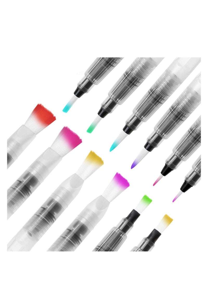 Premify Watercolor Brush Pen Paintbrush Pack of 12 - Assorted Nibs. Refillable Ink and Water Brush Pens for Watercolour Acrylic Art/Painting, Colour Blending and Calligraphy Brushes, Artists Brushpens  - Image 1