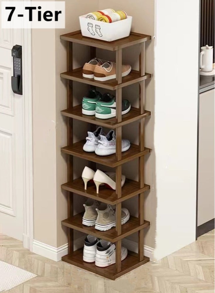 كوتيس 7 طبقات رف أحذية منظم بني طبيعي 25x23x109 سم - Image 1