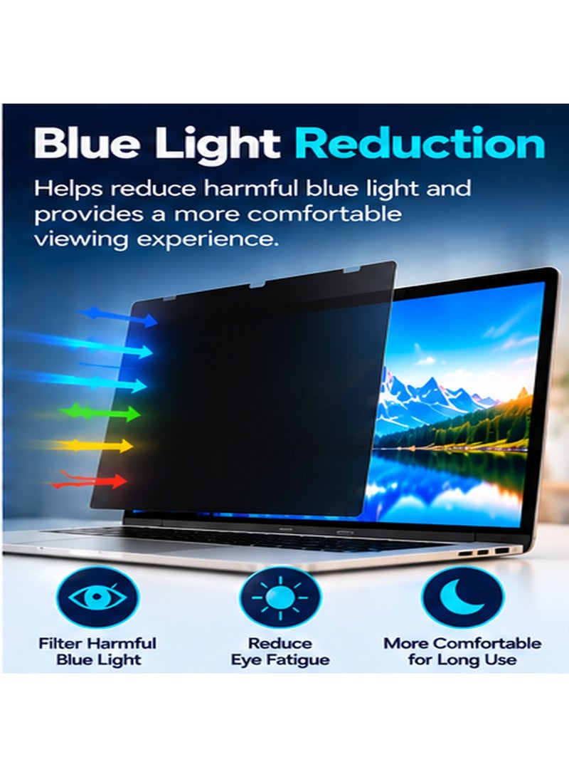 أونتن فلتر شاشة خصوصية للكمبيوتر المحمول مقاس 16.1 بوصة (بنسبة أبعاد 16:9) - واقي خصوصية قابل للإزالة (355 × 200 مم)، فلتر شاشة مانع للوهج ومقلل للضوء الأزرق، يوفر حماية للخصوصية من الرؤية الجانبية ومناسب للاستخدام في المكاتب والمنازل وأثناء السفر وفي المقاهي والمطارات والأماكن العامة. - Image 2