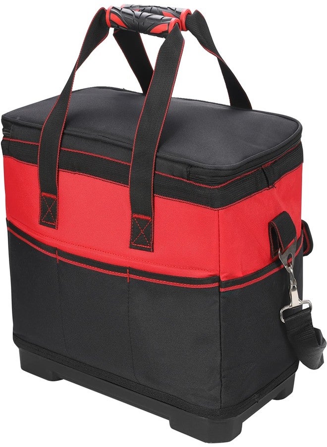 Heimerdinger 17 Inch Tool Bag with Adjustable Shoulder Strap,Wide Mouth Tool Bags,Heavy Duty Waterproof Tools Bag Organizer,Plastic Hard Bottom Base Tool Tote Bag for Men - Image 3