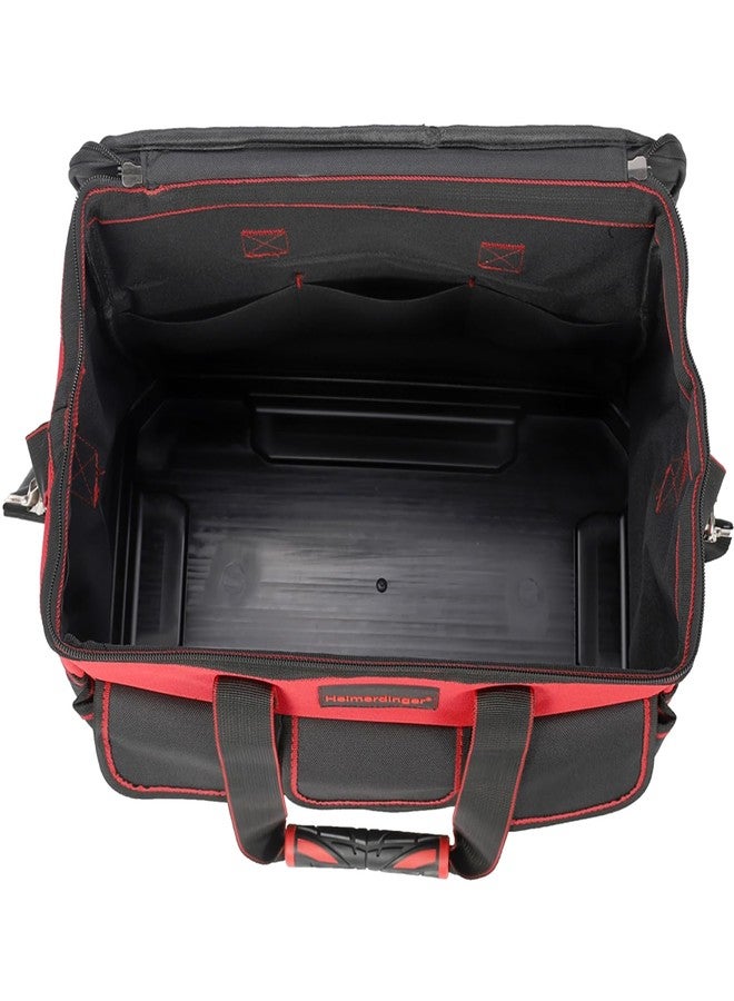 Heimerdinger 17 Inch Tool Bag with Adjustable Shoulder Strap,Wide Mouth Tool Bags,Heavy Duty Waterproof Tools Bag Organizer,Plastic Hard Bottom Base Tool Tote Bag for Men - Image 4