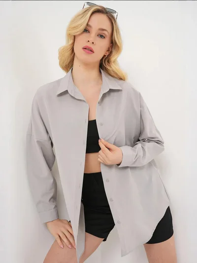 بيغ دارت قميص بأزرار وأكمام طويلة فضفاض من