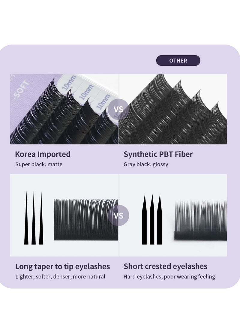Excefore - Professional 16 Rows Classic Eyelash Extension Matte Black Individual False Eye Lashes Extension Salon Use Natural Soft Eyelashes (0.05 C, 8mm) - Image 1