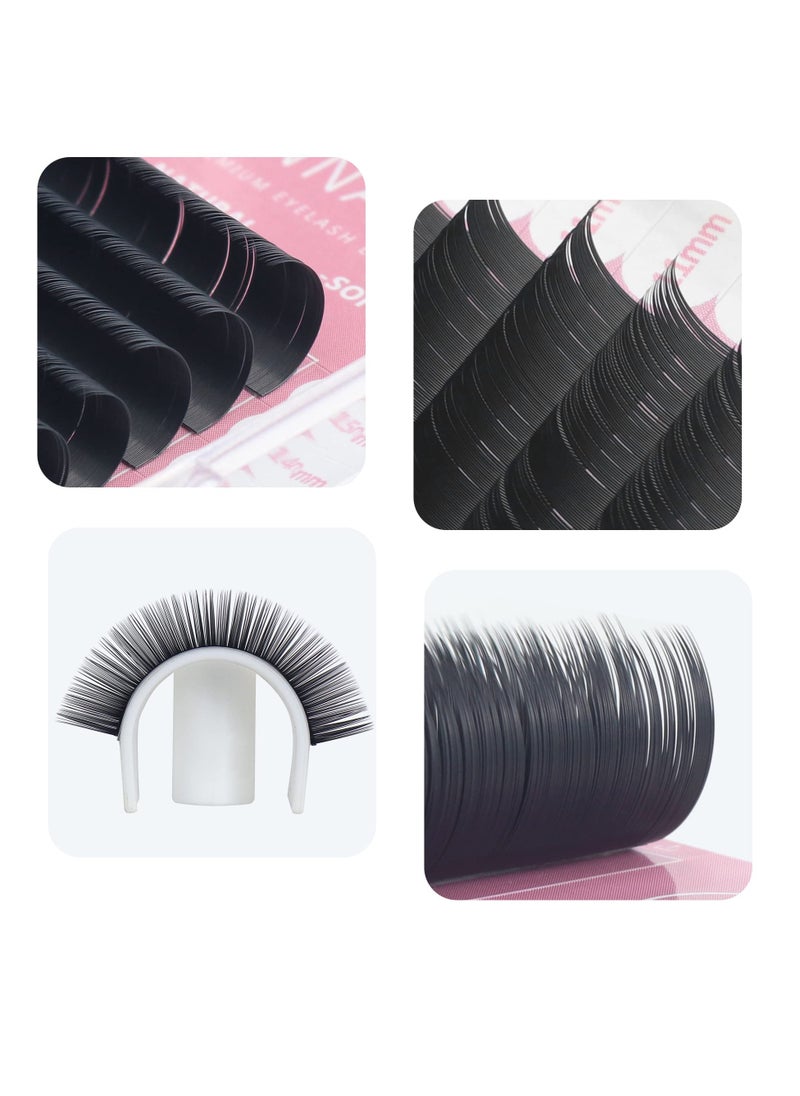 Excefore - Professional 16 Rows Classic Eyelash Extension Matte Black Individual False Eye Lashes Extension Salon Use Natural Soft Eyelashes (0.05 C, 8mm) - Image 1