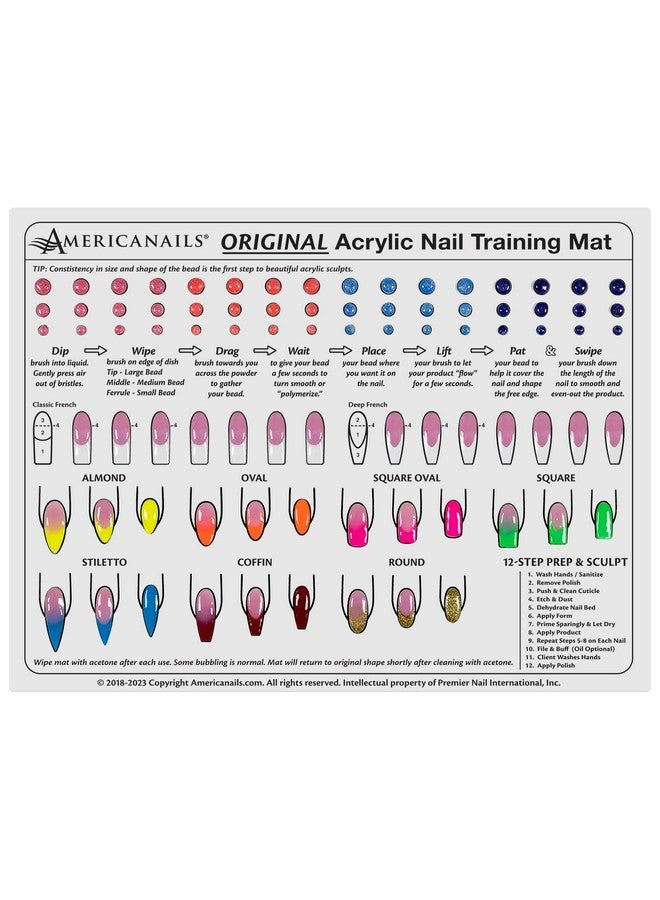 AMERICANAILS .COM Americanails Acrylic Nail Training Mat - Silicone Trainer Sheet for Application Practice, Flexible Roll Up Pad Template for Acrylic Fingernails, Learn How to Apply Acrylic Nails - Image 1
