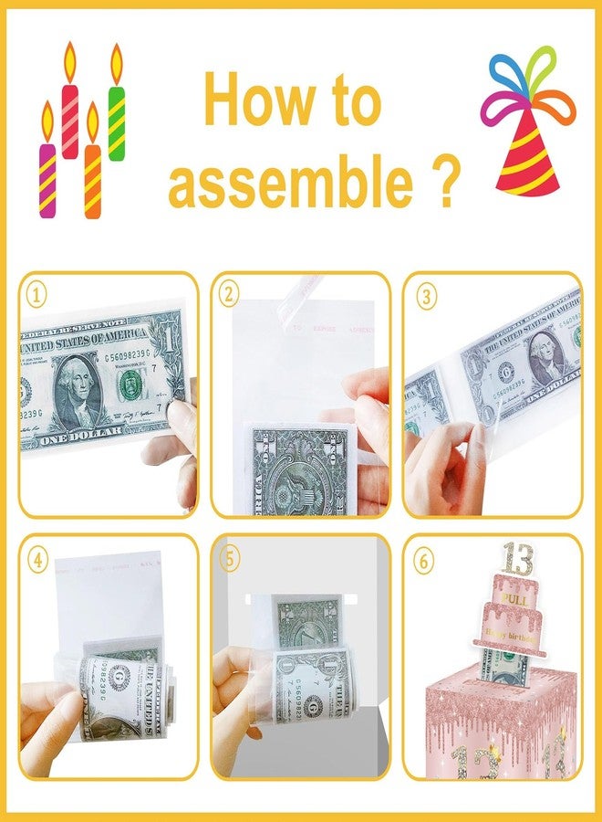 GOLDCROW 13th Birthday Money Box Cash Gifts for Girls, Surprise Money Gift Boxes with Pull Out, Rose Gold, Small - Image 3