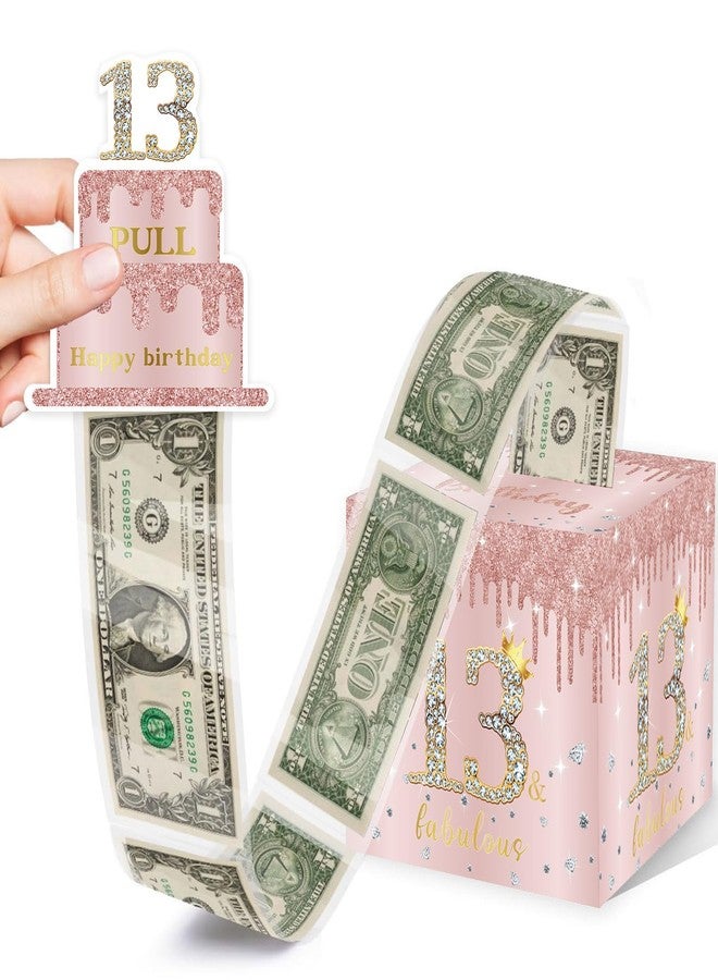 GOLDCROW 13th Birthday Money Box Cash Gifts for Girls, Surprise Money Gift Boxes with Pull Out, Rose Gold, Small - Image 1