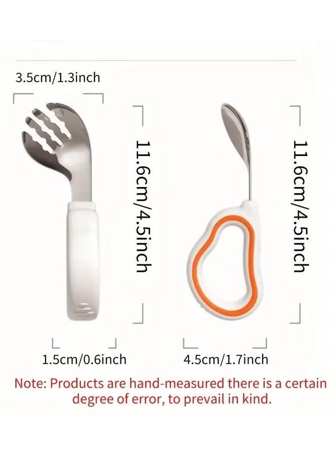 Baby Fork and Spoon Set, Stainless Steel Utensils Cutlery Kit with Travel Safe Carry Case for Toddler Self Feeding Learning,Baby Spoon and Fork Set for Baby Led Weaning Self-eat Training  - Image 2