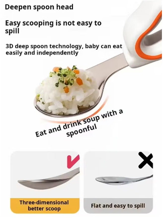 Baby Fork and Spoon Set, Stainless Steel Utensils Cutlery Kit with Travel Safe Carry Case for Toddler Self Feeding Learning,Baby Spoon and Fork Set for Baby Led Weaning Self-eat Training  - Image 4