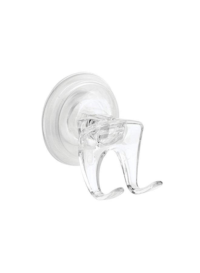 iDesign Plastic Power Lock Suction Bathroom Shower Hooks for Razor, Loofah, Wash Cloth, 2.25" x 2.25" x 2.5", Clear - Image 1