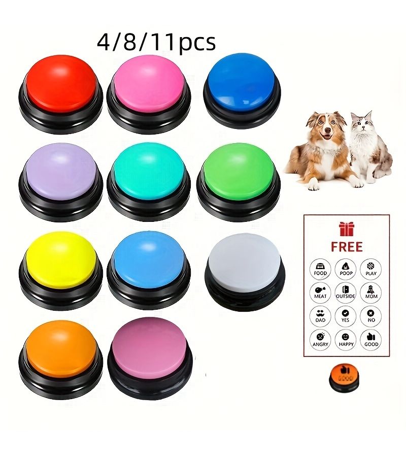 4 Pcs Dog Talking Buttons Interactive Pet Voice Recording Training Toys For Communication Development - Image 1