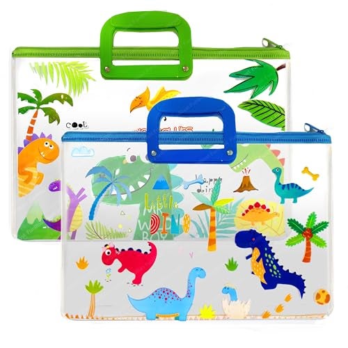 FunBlast Transparent Folder Bag with Zipper Lock & Handle - Pack of 2 Cartoon Print Clear Bag for Certificate, Paper & Documents Holder Bag, School Office Stationary Organizers Bag (Unicorn) - Image 1