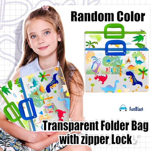 FunBlast Transparent Folder Bag with Zipper Lock & Handle - Pack of 2 Cartoon Print Clear Bag for Certificate, Paper & Documents Holder Bag, School Office Stationary Organizers Bag (Unicorn) - Image 2
