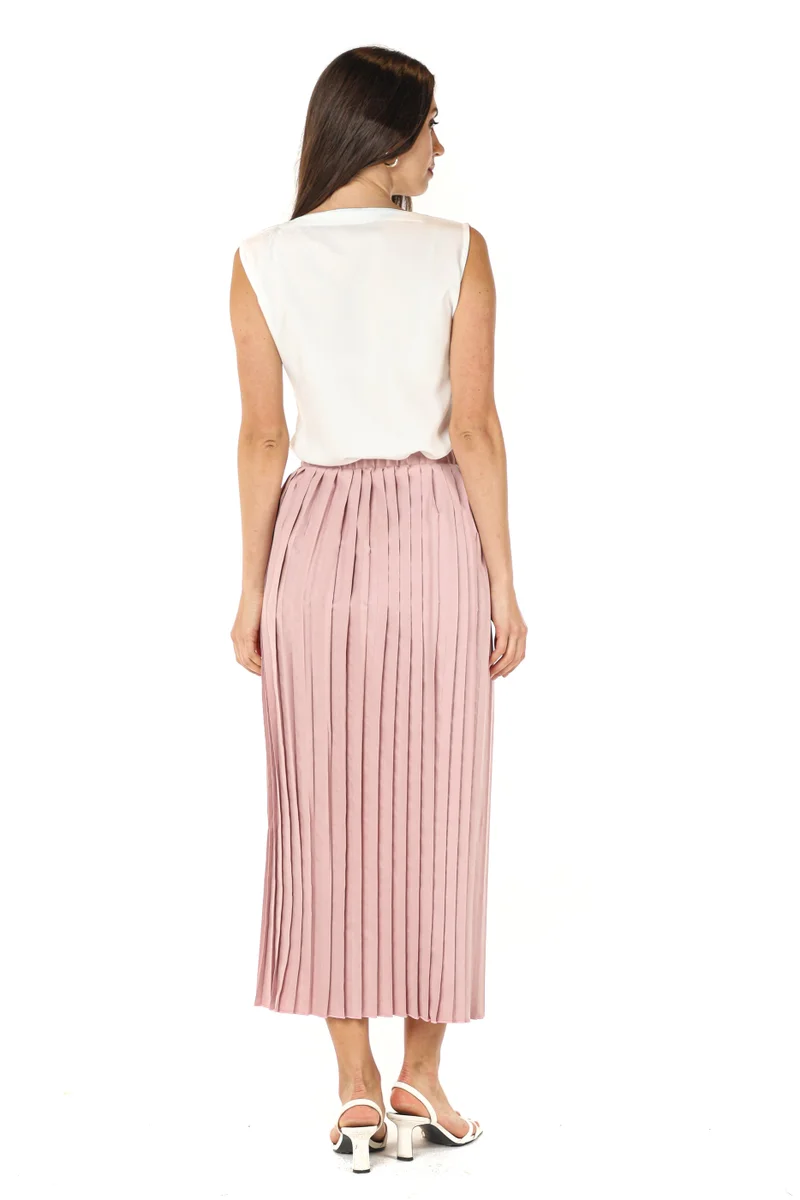 Moistreet  Pleated High Waist Midi Skirt for Women | Best Price UAE
