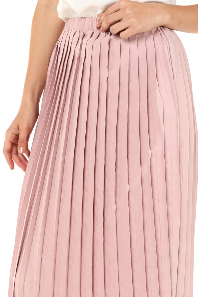 Moistreet  Pleated High Waist Midi Skirt for Women | Best Price UAE