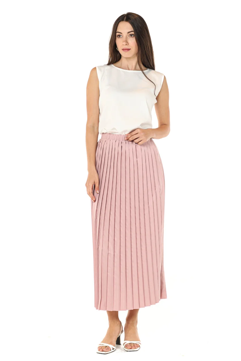 Moistreet Pleated High Waist Midi Skirt
