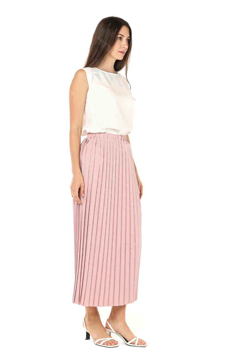 Moistreet  Pleated High Waist Midi Skirt for Women | Best Price UAE