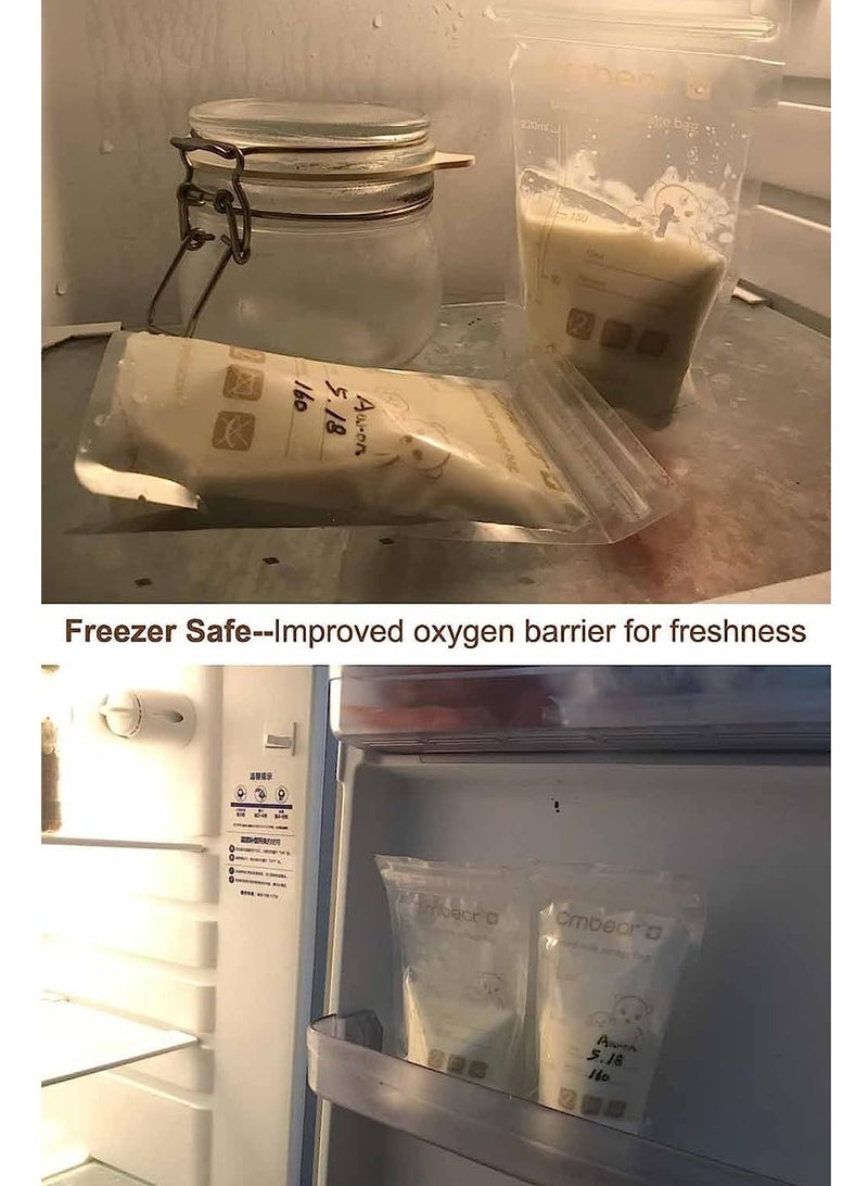 Breast Milk Storage Bag, 30 Pcs Easy Pour Breast Milk Storage Bag, Milk Pouch 220ml Breastfeeding Essentials Fresh-Keeping Bag with Scale Double Zipper Sealing Space Saving for Fridge or Freezer Use - Image 4