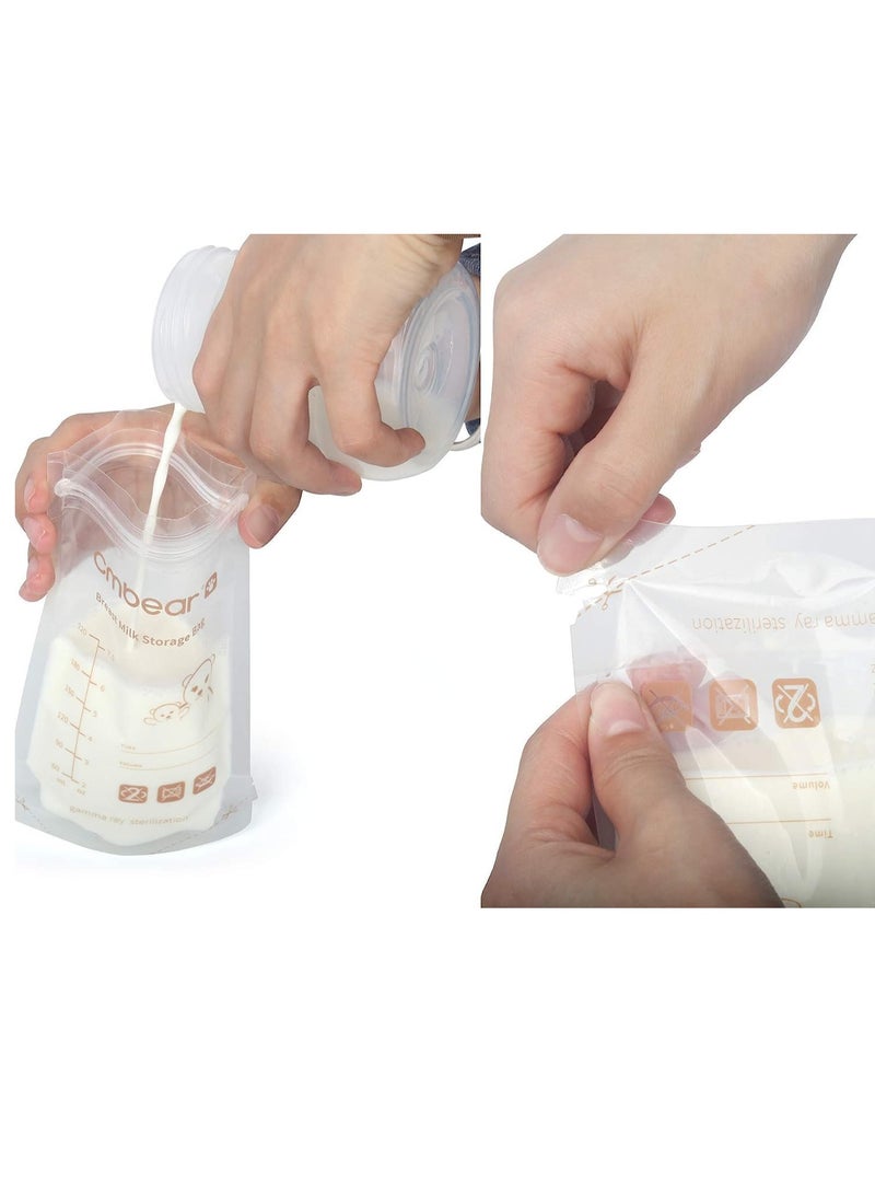 Breast Milk Storage Bag, 30 Pcs Easy Pour Breast Milk Storage Bag, Milk Pouch 220ml Breastfeeding Essentials Fresh-Keeping Bag with Scale Double Zipper Sealing Space Saving for Fridge or Freezer Use - Image 2