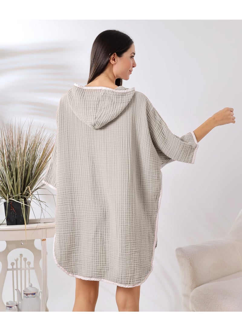 Destiny Hometex - 4 Layer Muslin Hooded Adult Women's Poncho - Image 1