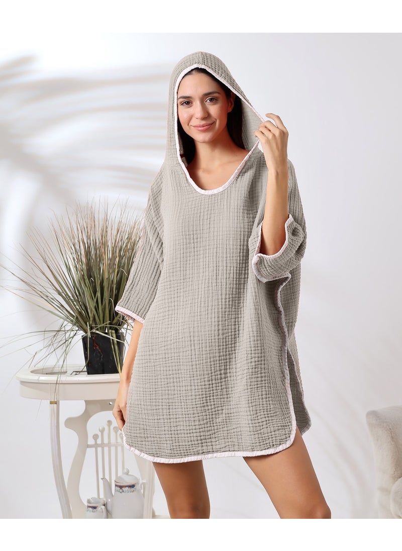 Destiny Hometex - 4 Layer Muslin Hooded Adult Women's Poncho - Image 1