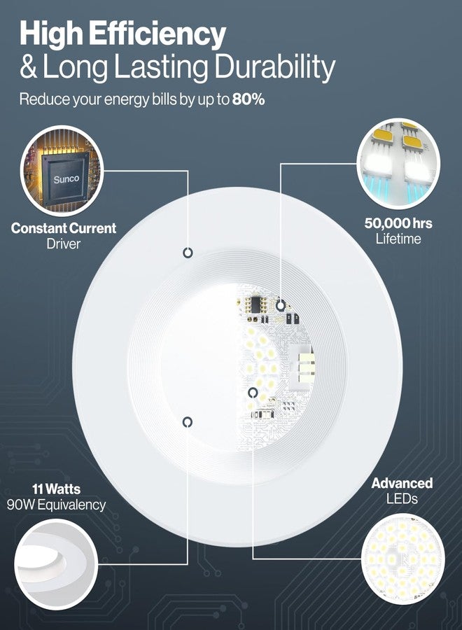 Sunco Lighting Sunco 20 Pack 4 Inch LED Recessed Lights, Retrofit Lighting LED Can Lights Downlight, 660LM, 2700K/3000K/3500K/4000K/5000K, Dimmable, Baffle Trim, 11W=60W, 50000 Lifetime Hours, Damp Rated UL - Image 4
