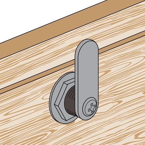 Prime-Line U 9941 Diecast Drawer and Cabinet Lock, 3 Cams, Trim Collar, 2 Washers, 2 Keys and Fasteners, 5/8” Length for 5/16” Max Panel Thickness, Stainless Steel (Set of 1) - Image 3