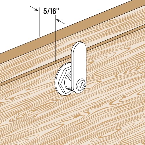 Prime-Line U 9941 Diecast Drawer and Cabinet Lock, 3 Cams, Trim Collar, 2 Washers, 2 Keys and Fasteners, 5/8” Length for 5/16” Max Panel Thickness, Stainless Steel (Set of 1) - Image 4