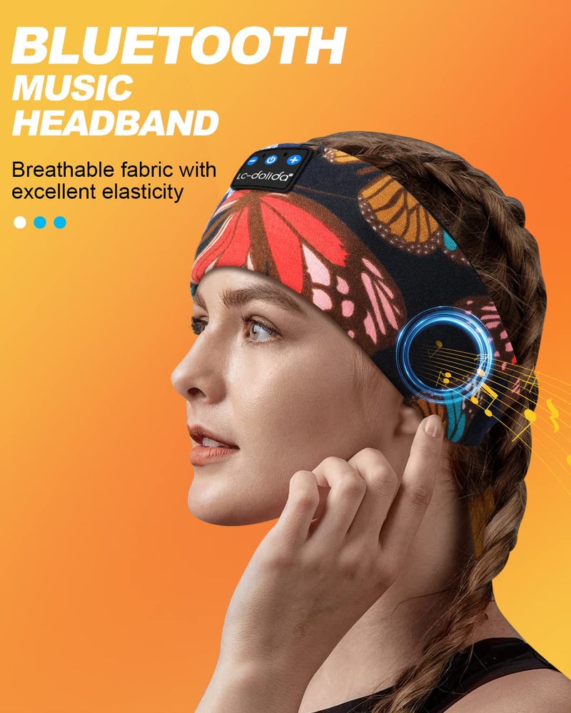 LC-dolida Sleep Headphones Headband Bluetooth 5.4, Headband Earphones Wireless with USB C Charge Port, Sleep Mask for Sleeping, Sports, Gifts, Workout, Jogging, Yoga, Insomnia, Air Travel, Meditation - Image 3