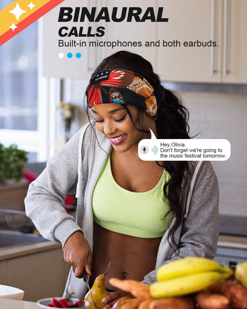 LC-dolida Sleep Headphones Headband Bluetooth 5.4, Headband Earphones Wireless with USB C Charge Port, Sleep Mask for Sleeping, Sports, Gifts, Workout, Jogging, Yoga, Insomnia, Air Travel, Meditation - Image 5