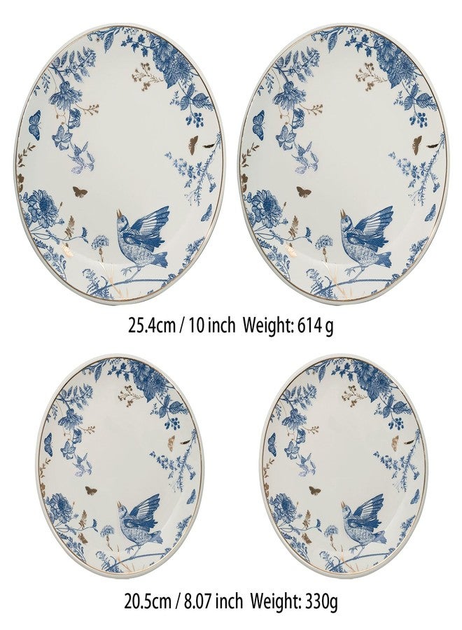 KAITOER Porcelain Floral Dessert Plates 8/10 Inch Set of 4 Total,Blue and White Ceramic Plates, Appetizer Plates, Salad Plates Set, Dinnerware for Kitchen, Dinner Plates for Cake Snacks Side Dish - Image 3