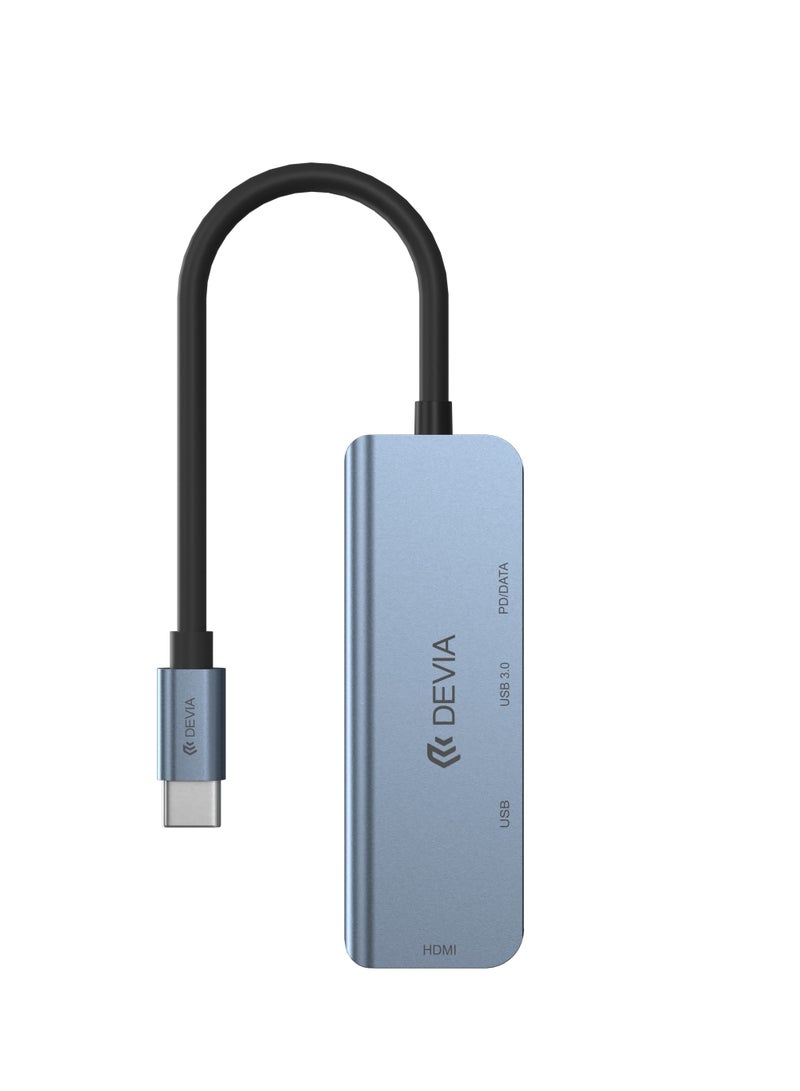 devia 4 in 1 Adapter; Type-C to USB & PD Adapter with HDMI HD Cable; SD TF Card Reader Slot, USB 3.0 Compatible with iPhone 15; MacBook Pro/Air, Galaxy S23; iPad Pro 2021 - Image 1