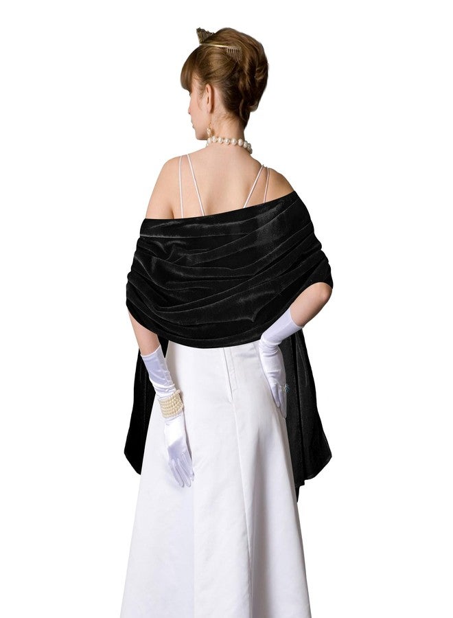 Wehhbtye Velvet Shawl and Wraps, Black Women's Scarves Wrap for Evening Dress, Elegant Lady Style Shawl Wraps for Weddings, Evening Parties, Valentines Formal or Casual Occasions Dress Accessories - Image 1