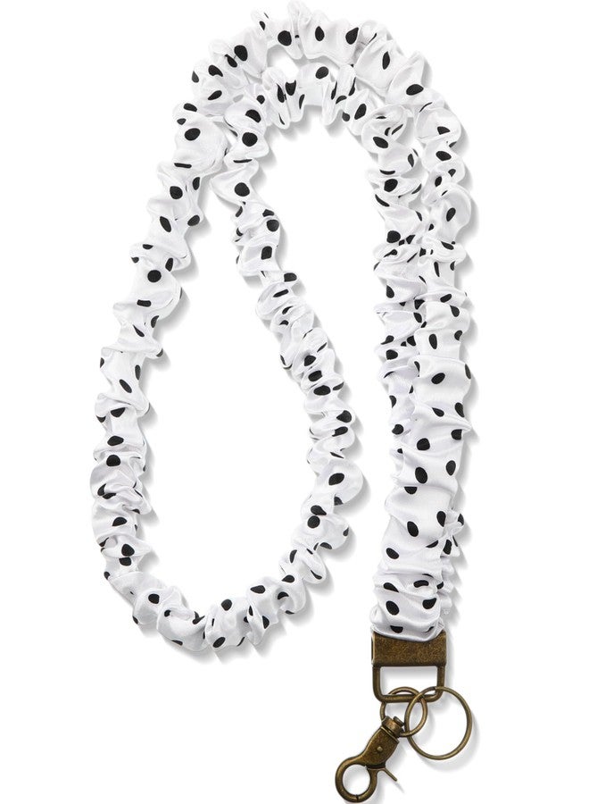 Geyoga Scrunchie Lanyards for ID Card and Keys Scrunchy Cute Neck Keychain With Clip Closure Stretchy Lanyards For Teacher(Large Polka Dots) - Image 1