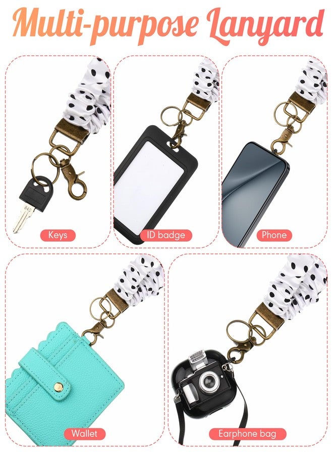 Geyoga Scrunchie Lanyards for ID Card and Keys Scrunchy Cute Neck Keychain With Clip Closure Stretchy Lanyards For Teacher(Large Polka Dots) - Image 5