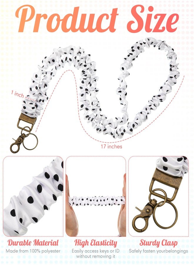 Geyoga Scrunchie Lanyards for ID Card and Keys Scrunchy Cute Neck Keychain With Clip Closure Stretchy Lanyards For Teacher(Large Polka Dots) - Image 2