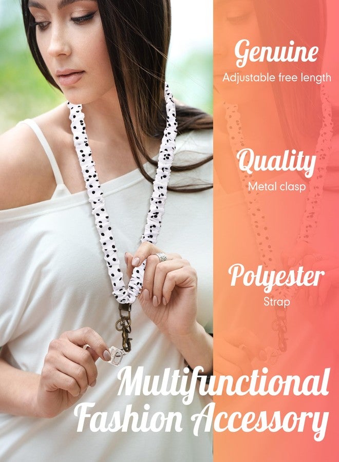 Geyoga Scrunchie Lanyards for ID Card and Keys Scrunchy Cute Neck Keychain With Clip Closure Stretchy Lanyards For Teacher(Large Polka Dots) - Image 3