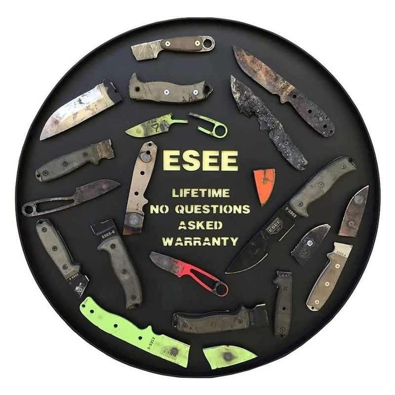 ESEE سكين ESEE 3P ثابتة الشفرة بمقابض ميكارتا رمادية وجراب مصبوب بلون الكايوتي - Image 5