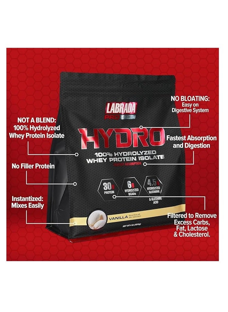 Labrada ProSeries Hydro 100% Hydrolyzed Whey Protein Isolate 4lb Vanilla - Image 2