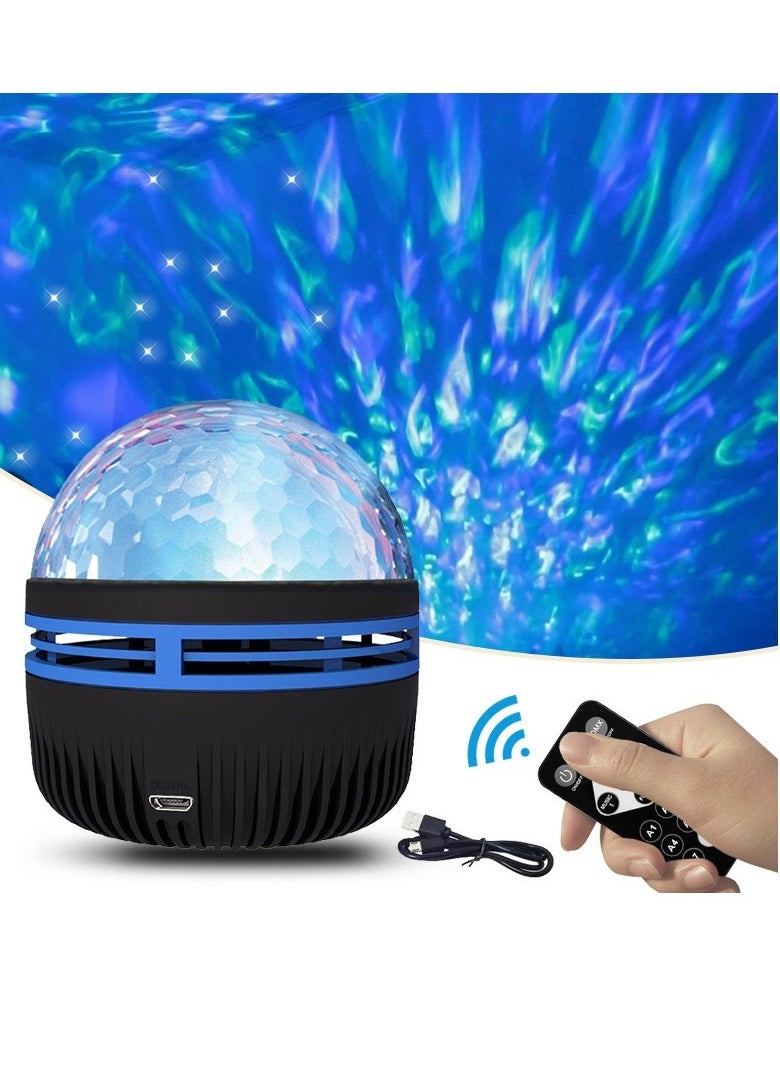 Gasin - Water Ripple Star Projection Lamp Remote Control Plug-In Use or Rechargeable Bedside Night Light Ambient Lamps Hundred Stars Gifts - Image 1