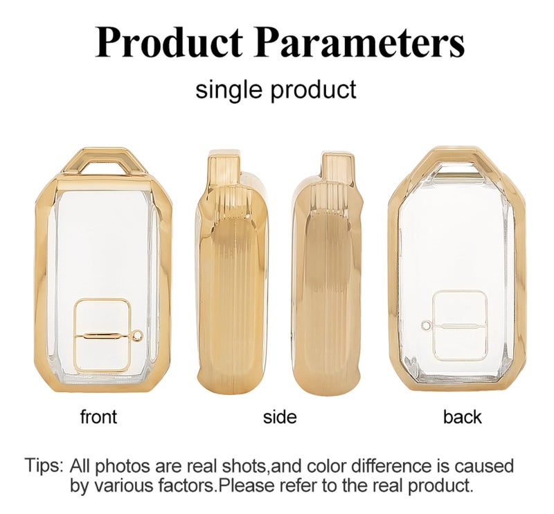 JVCV® Soft TPU Transparent Cover Compatible with Suzuki Jimny Grand Vitara Victoris Baleno XL6 Swift Ertiga Dzire Fronx and Toyota Rumion Glanza Hyryder 2 Button Smart Key (Transparent Gold) - Image 3