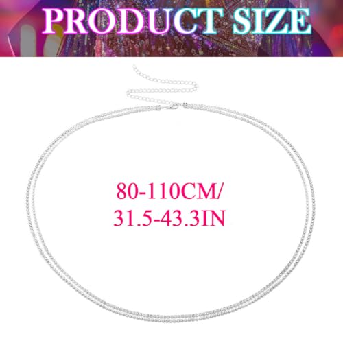 Nicute Rhinestone Waist Chain Crystal Layered Belly Chains Sparkly Summer Beach Bikini Sexy Body Jewelry for Women (Silver) - Image 3