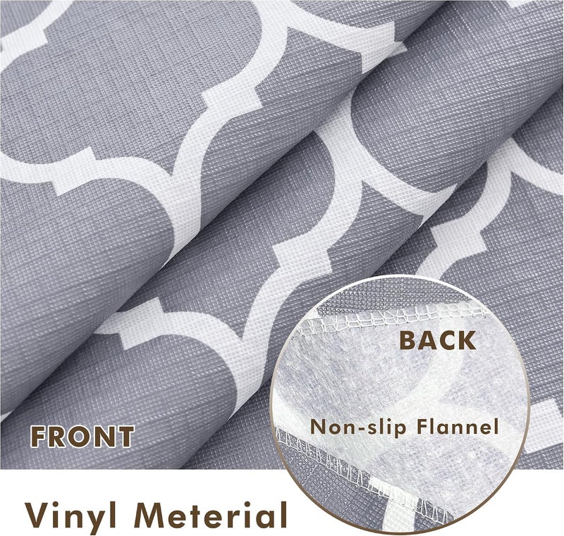 Nasitos 2 Pack Round Plastic Vinyl Tablecloth with Flannel Backed 60 Inch Moroccan Grey - Image 5