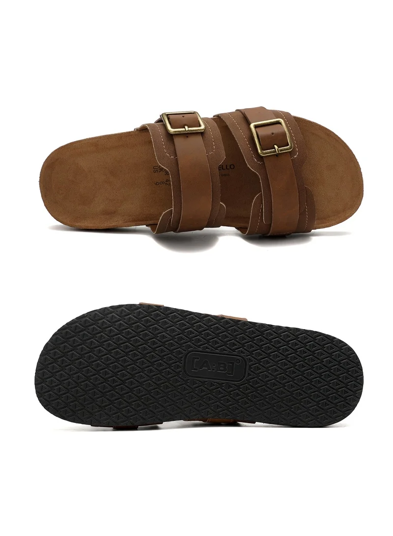ARRIGO BELLO Khaki ARRIGO BELLO Men's Double Buckle Footbed Clogs Sandals Comfortable Adjustable Dressy Open Toe Casual Non Slip Summer Shoes for Men | Best Price UAE
