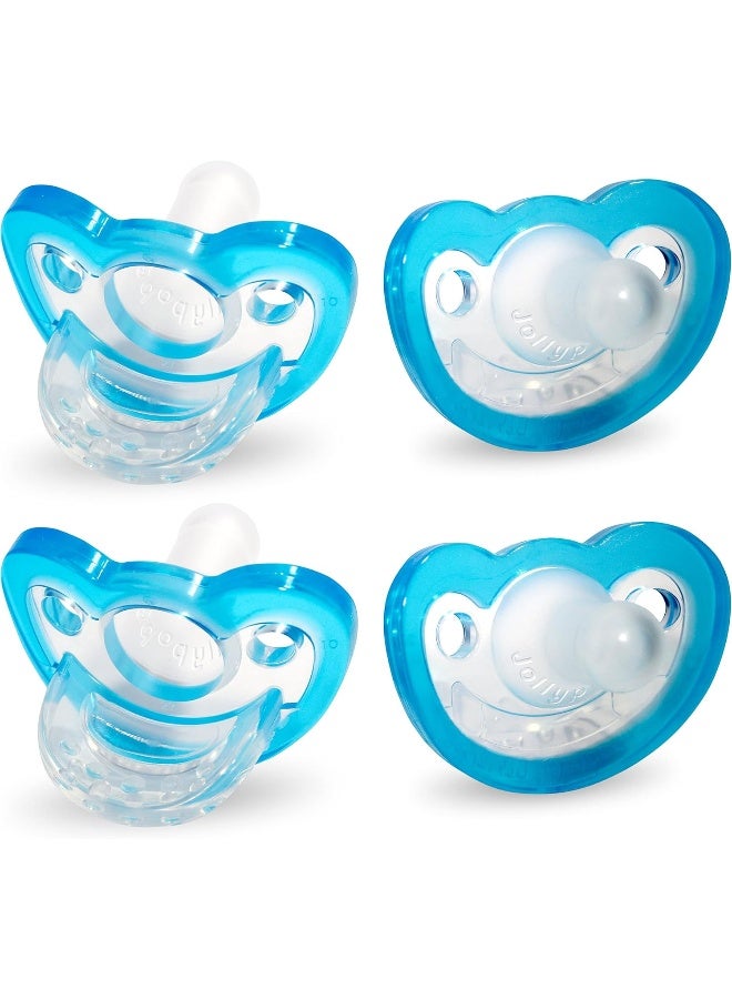 RaZbaby Jollypop Pacifier for Babies 3 Months and Up, USA Made, Natural Shaped Orthodontic Binky, Lovingly Shared in NICUs & Hospitals Worldwide, Medical-Grade 100% BPA-Free - 4 Pack - Blue - Image 1