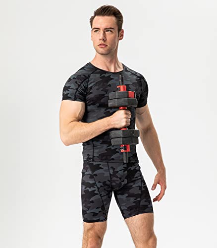 SPVISE Camo Black Compression Shirts Men Short Sleeve Workout Gym T-Shirt Running Tops Cool Dry Sports Base Layer Undershirts - Image 3