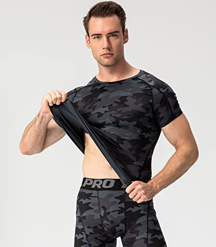 SPVISE Camo Black Compression Shirts Men Short Sleeve Workout Gym T-Shirt Running Tops Cool Dry Sports Base Layer Undershirts - Image 5